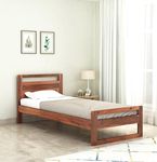 Amazon Brand - Solimo Sheesham Wood Single Size Bed Without Storage for Bedroom Living Room Home Wooden Palang Cot with Headboard (Honey Finish)