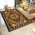 Area Rugs Bedroom Living Room,Retro Yellow Geometric Carpet Dining Room Dorm Office Home Decor Rug, 140 x 200 cm