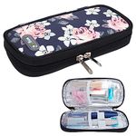 YOUSHARES Insulin Travel Case - Diabetes Medicine Organizer, Portable Insulin Pen Cooler Travel Case for Insulin Syringe Needles and Diabetic Supplies (Flower,Case Only)