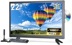 Erasiny 22 Inch TV with DVD Player Built-in, 1080P Full HD Small Flat Screen with DVD, HDMI, USB, AV Inputs, TV DVD Combo for RV, Kitchen, Bedroom, Office