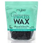 Mylee Professional Hard Wax Beads 500g, Stripless Depilatory Waxing Pellets Solid Film Beans No Strip Needed, Painless Gentle Hair Removal of Full Body, Face & Bikini Line (Charcoal & Green Tea)