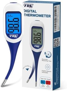 FDK Large LCD Screen Digital Thermometer for Fever, 8 Seconds Fast & Accurate Readings, Large LCD Dual Color Backlight Flexible Tip Ideal for Adults Kids and Babies FSA