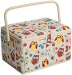 Hobby Gift Large Sewing Storage Box, Wood/Fabric, Owl