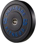 papababe Bumper Plates 2-Inch, Color Coded Olympic Weight Plates, Bumper Plate Set with Steel Insert for Weightlifting in Home Garage Gym (1x45lb)