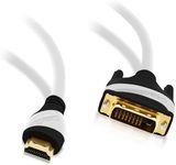 35 Ft HDMI to DVI Cable, GearIT HDMI to DVI 35 FT High Resolution 1080P CL2 Rated High Speed Bi-Directional HDMI to DVI Cable, White