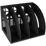 SAYEEC Sturdy Desktop 4 Compartment Black Magazine Holder Plastic Desk File Folder Office Organizer File Dividers Document Cabinet Rack Storage Box