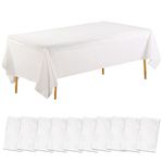 Rainmae 12Pcs Plastic Table Covers 137cm x 274 cm White Tablecloth Rectangle Table Cover for Indoor or Outdoor Baby Shower,Wedding,Birthday Party Decorations