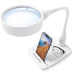 iMagniphy 8X Desktop Magnifying Glass with Powerful LED Light, Extra Large 5.5 Inch Lens and Sturdy Desk Lamp, Light Stand and Magnifier for Close Work, Reading, Hobbies, Crafts, Reading, Sewing