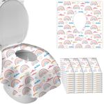 SUNDEE 20Pcs XL Toilet Seat Covers Disposable, Safe No-Slip Waterproof for Kids Toddlers Use in Potty Training Public Restrooms Toilets, Individually Wrapped Portable Covers for Adults Travel -Rainbow