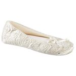 Isotoner Women s Terry Lined Rose Quilted Ballerina Slippers Ivory Large 8-9