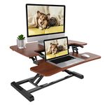 FLEXISPOT Stand up Desk Converter -28" Standing Desk Riser with Deep Keyboard Tray for Laptop (28", Mahogany, M7N)