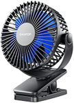 gaiatop Portable Clip on Fan Battery Operated, Small Powerful USB Desk Fan, 3 Speed Quiet Rechargeable Mini Table Fan, 360° Rotate Personal Cooling Fan for Home Office Stroller Camping Black Blue