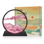 Wai Danie Moving Sand Art Picture Decor, 3D Deep Sea Sandscape Liquid Motion, 3D Flowing Sand Art, Round Sand Pictures, Relaxing Gift for Kids Adults Home Office Work Desktop Decoration Toy(Pink,12 Inches)