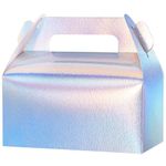UnicoPak 30 Pcs Iridescent Gable Treat Boxes Party Favor Boxes Goodie Holographic Gift Boxes for Snacks Cookie Candy Toys Birthday Party Wedding Shower Holidays 6.5x3.5x3.5 Inches