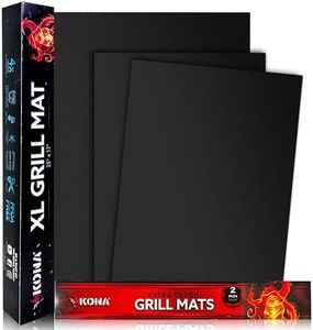 Kona (3 Pack) BBQ Grill Mats (Large & XL) - Heavy Duty Non-Stick, BBQ Grill Mats Bundle - (Set of 2) 16 inch x 13 inch, Large Grill Mats & 25 inch x 17 inch XL BBQ Grill Mat