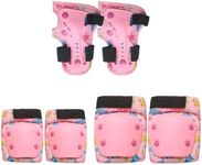 Kids/Youth Knee Pads Elbow Pads Toddler Protective Gear Set with Wrist Guards 6 in 1 for Roller Skates BMX Bike Skateboard Inline Skatings Scooter Riding Sports,Volleyball,Football,Pink Star-S