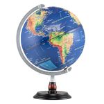 Goplus 12 Inch Illuminated World Globe, Antique Light up Rotating Globe Night Lamp with Wooden Stand, Geography Educational Desktop Decoration for Adults Home Office (Antique-Navy)