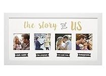 Kate & Milo ‘The Story of Us’ Wedding Collage Picture Frame, Our Love Story Keepsake, Engagement, Bridal Shower or Wedding Gift for Couple, White