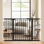 keny 30"-51.5" Extra Wide Baby Gate for Stairs, Easy Walk Thru Dog Gate with 21.1" Large Opening Door, Pressured Mounted No Drilling Pet Gate, 30" Tall, Black