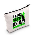 ZJXHPO Cat / Dog and Weed Gift I Like Weed My Cat and Maybe 3 People Makeup Bag 420 Gift Marijuana Weed Leaf Makeup Cosmetic Bag (CA-Cat Weed)