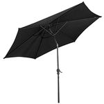 COSTWAY 2.7M Garden Parasol Umbrella with Winding Crank and Tilt Function, Outdoor Patio Beach Sun Shade (Black)