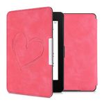 kwmobile Cover Compatible with Amazon Kindle Paperwhite Cover - eReader Case - Brushed Heart Dark Pink