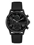 Guess Men's Stainless Steel Analog Watch with Leather Calfskin Strap, Black, 16 (Model: GW0011G2), One Size