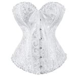 Corset Top Ovebust Victorian Corset Lace up Plus Size Corsets and Bustiers for Women, White, X-Large