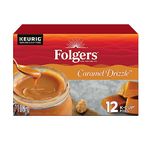 Folgers Caramel Drizzle Flavoured Coffee, Single-Serve K-Cup Pods For Keurig Coffee Makers, 12 Count