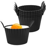 6-Pack Upgraded Silicon Ramekins for Air Fryer with Nonstick Coating - 1.55mm Thick Silicone Ramekins for Air Fryer, Air Fryer Egg Mould for Fried Eggs, Silicone air fryer ramekins - Black