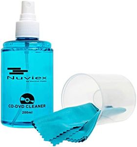 Premium CD Cleaner Solution Spray - Compact Disc CD-DVD Cleaning Fluid with Microfiber Anti-Static Cloth 7oz