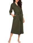 Hotouch Bathrobe for Women Robe Female Kimono Cotton Bathrobe Lightweight Knit Sleepwear(Olive Green X-Large)