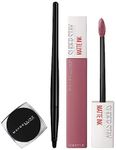 Maybelline New York Lasting Drama Gel Eyeliner,Blackest Black, 2.5g & Maybelline New York Super Stay Matte Ink Liquid Lipstick, 15 Lover, 5ml