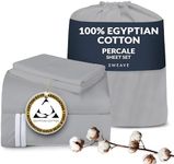 Sweave 100% Egyptian Cotton Percale Sheets Split King Size - Genuine Luxurious 400 Thread Count - Naturally Crisp, Breathable, Skin-Friendly & Cooling - Softer After Each Wash -Oeko-TEX Certified Giza