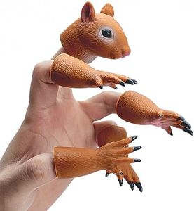Animal Squirrel Finger Toys Hand Puppet Novelty Animal Tiny Handy Doll Props Plaything Gift for Kids Birthday Party Cosplay Performance Latex Soft Odourless