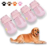 XSY&G Dog Boots,Waterproof Dog Shoes,Dog Booties with Reflective Strips Rugged Anti-Slip Sole and Skid-Proof,Outdoor Dog Shoes for Small Medium Large Dogs 4Pcs Pink-Size 2