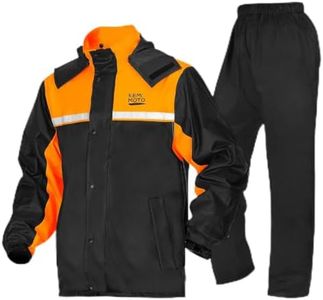 KEMIMOTO Rain Suit for Men, Motorcycle Rain Gear Waterproof Protective Rain Coat with Pants 2 Pieces Rainsuit Breathable Outdoor Fashion Orange 2XL
