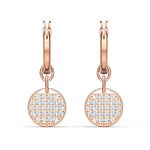 Swarovski Women's Ginger Mini Hoop Pierced Earrings, Set of Brilliant White Swarovski Circular Earrings with Rose-Gold Tone Plating