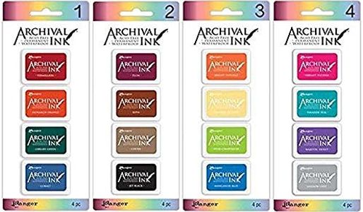 Ranger - Archival Mini Ink Pads Kits 1-4, Bundle of Kit 1, 2, 3, and 4