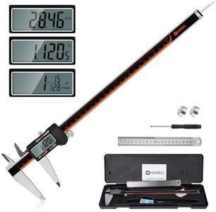 HARDELL Digital Caliper 12 Inch, Stainless Steel Caliper Measuring Tool with Large LCD Screen, Auto-Off Feature, Inch/Millimeter, Electronic Vernier Caliper for DIY, Jewelry, Parts,3D Printing