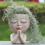 ZJ Whoest Cute Succulent Planter - Face Planter Flower Pot - Kawaii Head Planters -Unique Outdoor Indoor Planter - with Drainage Hole - (Doll Blessing)