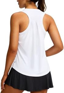 Women's Workout Tops Racerback Athletic Tank Tops Sleeveless Loose Fit Yoga Running Gym Shirts for Women(White,XL)