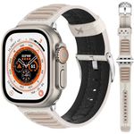 Fullmosa Café Racer Compatible with Leather Apple Watch Strap 49mm 45mm 44mm 42mm Genuine iWatch Bands for Men/Women iWatch Ultra SE Series 10 9 8 7 6 5 4 3 2 1,49mm 46mm 45mm 44mm 42mm Beige