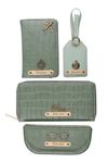 AICA Personalized Name & Charm Self- Leather Wallet Gift Set for Women (MintGreen) | Customise Travel Accesories Gifts for Women