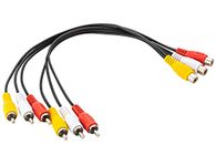 RCA Splitter, Ancable 1-Feet 3 RCA Female Jack to 6 RCA Male Plug Composite Video AV Cables Splitter Adapter Output Cables Cord