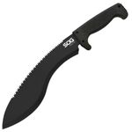 SOG SOGfari Kukri Machete MC11-N - Hardcased Black 12" Blade w/ Saw Back, Rubber Handle, Nylon Sheath