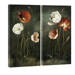 Wieco Art Large 2 Piece Modern Floral Giclee Canvas Prints Artwork Contemporary Colorful Flowers Oil Paintings Reproduction Green Pictures on Canvas Wall Art for Living Room Bedroom Decorations