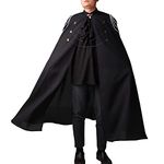 COSDREAMER Men Costume Cloak Witch Cloak Renaissance Medieval Cape black M