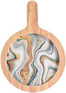 Prosumer's Choice Wooden Charcuterie, Cheese or Snacks Platter Board - Small, Round Wood Serving Board with Handle - Mini Decorative Boards for Display and Crafts - Mini Paddle Cheese Platters