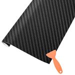 AOBETAK Carbon Fibre Vinyl Wrap Roll with Plastic Scrapers, 1500 x 300 mm Self-Adhesive Vinyl Sticker Tape for Cars Auto and Motorcycle DIY, Interior/Exterior, Textured 3d Effect, Matt Black